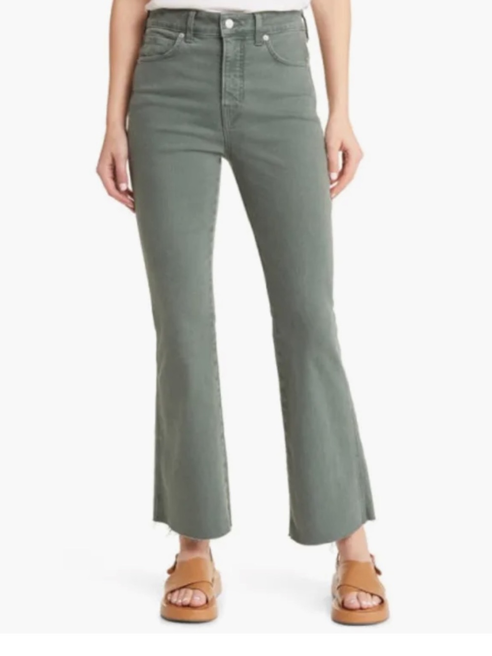 Veronica Beard cool hour Olive Green High-Rise Flare Jeans